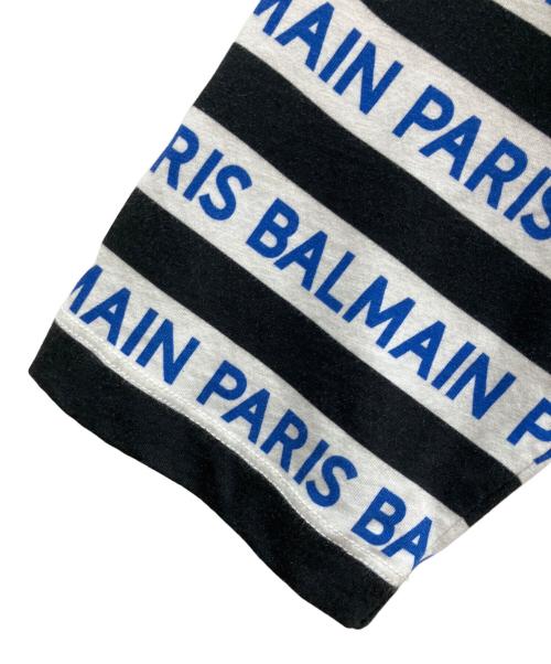 BALMAIN（バルマン）BALMAIN (バルマン) ボーダーロゴラインスウェット ホワイト×ブルー×ブラック サイズ:XXXLの古着・服飾アイテム