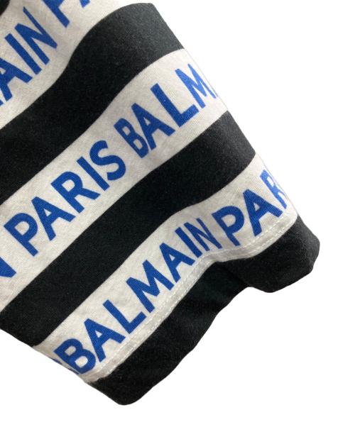 BALMAIN（バルマン）BALMAIN (バルマン) ボーダーロゴラインスウェット ホワイト×ブルー×ブラック サイズ:XXXLの古着・服飾アイテム