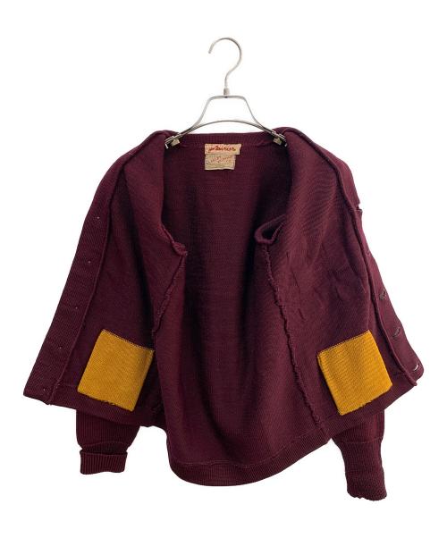 LASLEY KNITTING（ラズリーニッティング）LASLEY KNITTING (ラズリーニッティング) 厚手カーディガン ボルドー サイズ:不明の古着・服飾アイテム