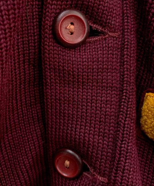 LASLEY KNITTING（ラズリーニッティング）LASLEY KNITTING (ラズリーニッティング) 厚手カーディガン ボルドー サイズ:不明の古着・服飾アイテム