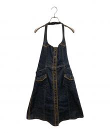 BURBERRY BLUE LABEL（バーバリー ブルー レーベル）の古着「ホルターネックデニムワンピース」｜インディゴ