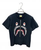 BAPE BY A BATHING APEベイプバイアベイシングエイプ）の古着「ハニカム カモ シャーク Tシャツ」｜ブラック