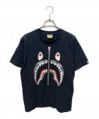 BAPE BY A BATHING APEベイプバイアベイシングエイプ）の古着「ハニカム カモ シャーク Tシャツ」｜ブラック
