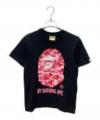 BAPE BY A BATHING APEベイプバイアベイシングエイプ）の古着「半袖カットソー」｜ブラック×ピンク