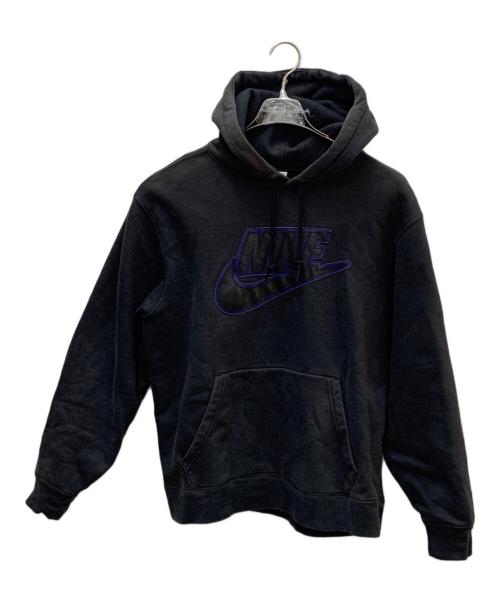 NIKE（ナイキ）NIKE (ナイキ) SUPREME (シュプリーム) NIKE×Supreme Leather Applique Hooded Sweats ブラック サイズ:Ｍの古着・服飾アイテム