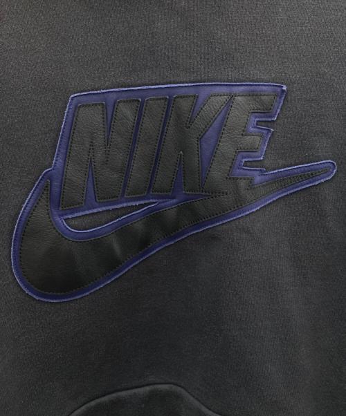 NIKE（ナイキ）NIKE (ナイキ) SUPREME (シュプリーム) NIKE×Supreme Leather Applique Hooded Sweats ブラック サイズ:Ｍの古着・服飾アイテム