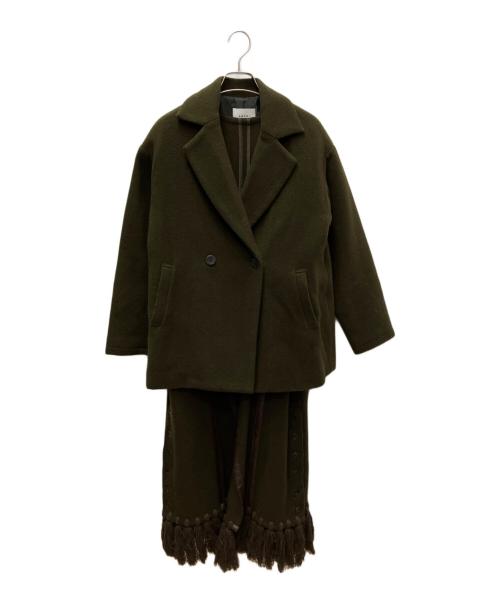 Ameri（アメリ）AMERI (アメリ) コート カーキ×ブラウン サイズ:FREEの古着・服飾アイテム