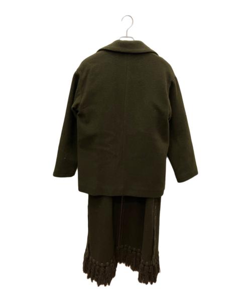 Ameri（アメリ）AMERI (アメリ) コート カーキ×ブラウン サイズ:FREEの古着・服飾アイテム