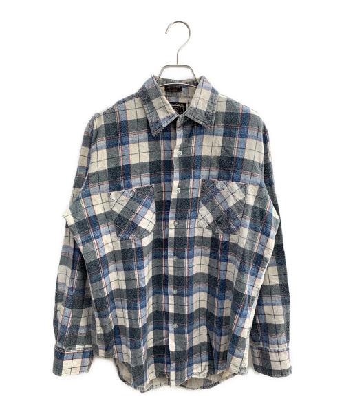 country squire（カントリー・スクワイア）country squire (カントリー・スクワイア) 長袖シャツ グレー×ブルー サイズ:Ｍの古着・服飾アイテム