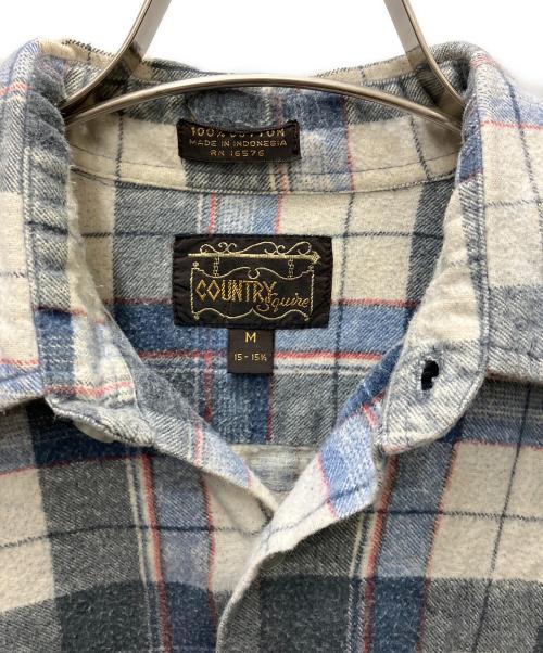 country squire（カントリー・スクワイア）country squire (カントリー・スクワイア) 長袖シャツ グレー×ブルー サイズ:Ｍの古着・服飾アイテム