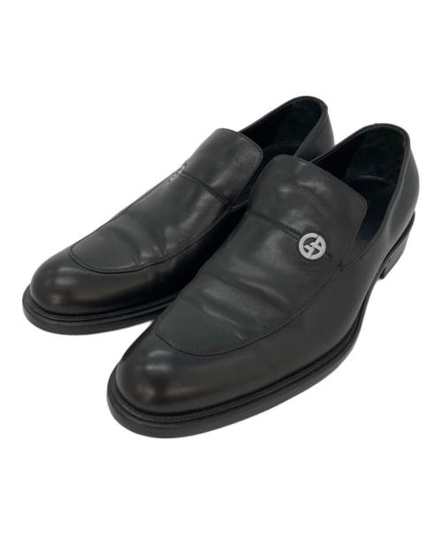 GIORGIO ARMANI（ジョルジオアルマーニ）GIORGIO ARMANI (ジョルジオアルマーニ) レザーローファー ブラック サイズ:41の古着・服飾アイテム