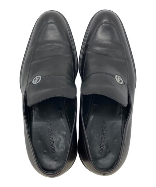 GIORGIO ARMANI（ジョルジオアルマーニ）GIORGIO ARMANI (ジョルジオアルマーニ) レザーローファー ブラック サイズ:41の古着・服飾アイテム