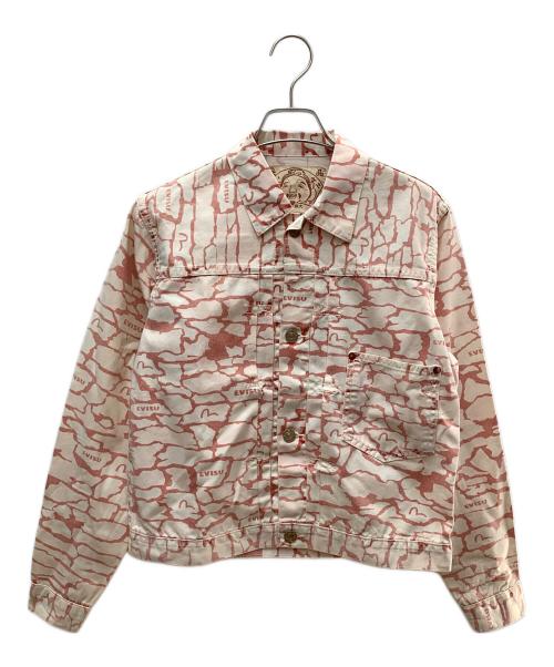EVISU（エヴィス）EVISU (エヴィス) デニムジャケット ピンク×ホワイト サイズ:36 未使用品の古着・服飾アイテム