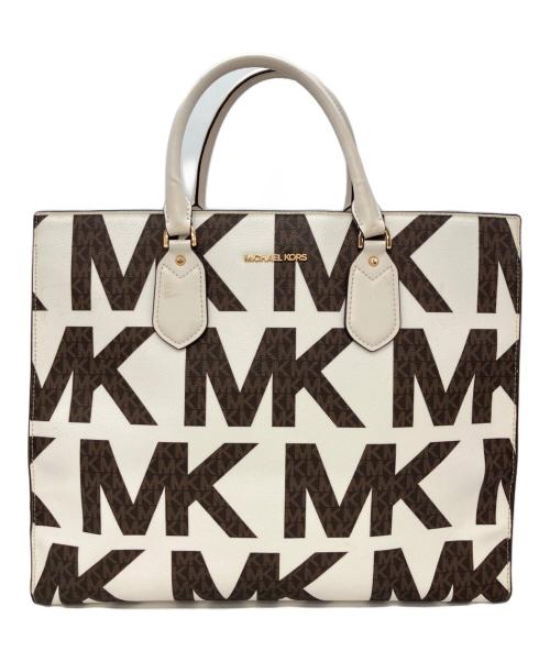 MICHAEL KORS（マイケルコース）MICHAEL KORS (マイケルコース) トートバッグ ホワイト×ブラウンの古着・服飾アイテム