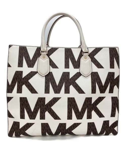 MICHAEL KORS（マイケルコース）MICHAEL KORS (マイケルコース) トートバッグ ホワイト×ブラウンの古着・服飾アイテム