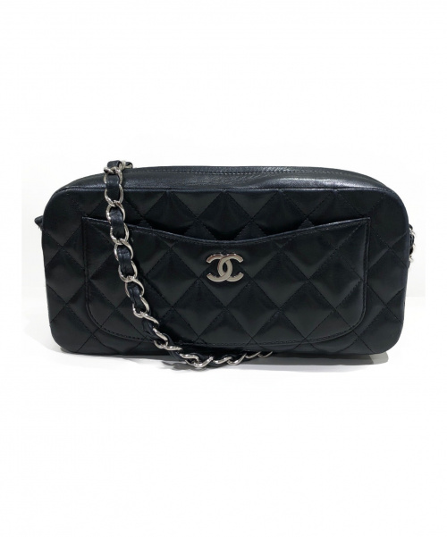 CHANEL（シャネル）CHANEL (シャネル) チェーンショルダーバッグ ブラック×シルバー サイズ:- マトラッセの古着・服飾アイテム