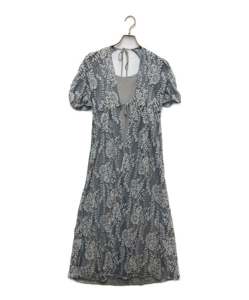 Kaene（カエン）Kaene (カエン) 配色レースエプロンワンピース ブルー サイズ:Mの古着・服飾アイテム