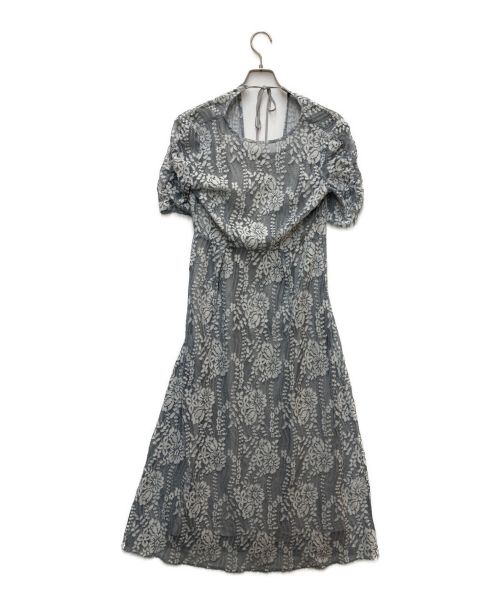 Kaene（カエン）Kaene (カエン) 配色レースエプロンワンピース ブルー サイズ:Mの古着・服飾アイテム