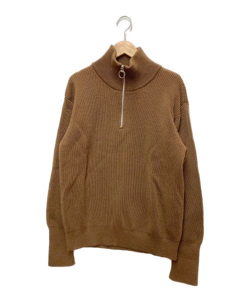 VINCENT ET MIREILLE（ヴァンソンエミレイユ）Vincent et Mireille (ヴァンソンエミレイユ) 畦編み ハーフジップ プルオーバー ブラウン サイズ:Fの古着・服飾アイテム