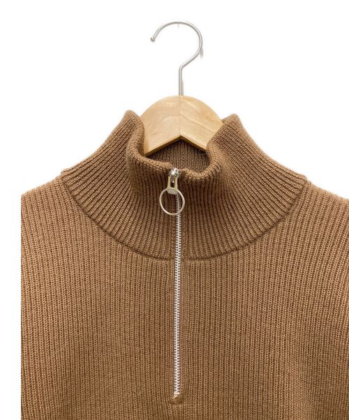 VINCENT ET MIREILLE（ヴァンソンエミレイユ）Vincent et Mireille (ヴァンソンエミレイユ) 畦編み ハーフジップ プルオーバー ブラウン サイズ:Fの古着・服飾アイテム