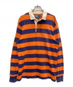 POLO RALPH LAURENポロ・ラルフローレン）の古着「長袖ラガーシャツ CUSTOM FIT」｜ネイビー×オレンジ