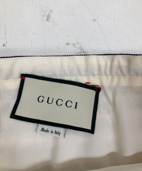 GUCCI（グッチ）GUCCI (グッチ) ツイードスカート レッド×ネイビー サイズ:SIZE40の古着・服飾アイテム