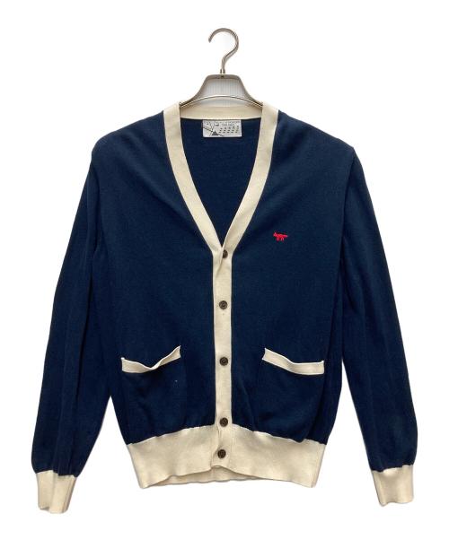 maison kitsune（メゾンキツネ）maison kitsune (メゾンキツネ) フォックスパッチバイカラーカーディガン ネイビー サイズ:Sの古着・服飾アイテム