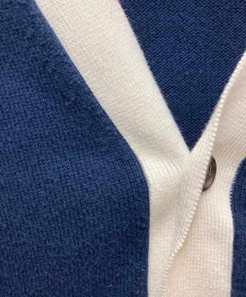 maison kitsune（メゾンキツネ）maison kitsune (メゾンキツネ) フォックスパッチバイカラーカーディガン ネイビー サイズ:Sの古着・服飾アイテム