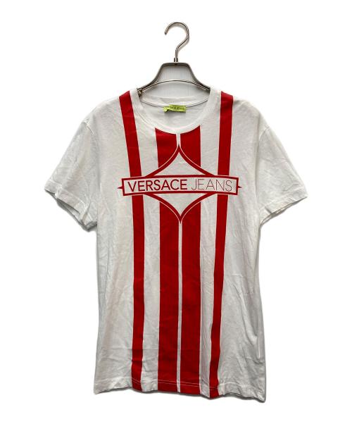 VERSACE JEANS（ヴェルサーチジーンズ）VERSACE JEANS (ヴェルサーチジーンズ) ロゴプリントTシャツ ホワイト サイズ:XSの古着・服飾アイテム