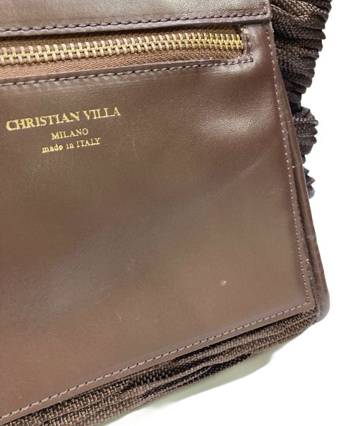 CHRISTIAN VILLA（クリスチャンヴィラ）CHRISTIAN VILLA (クリスチャンヴィラ) ラフィアコンビミニバッグ ブラウンの古着・服飾アイテム