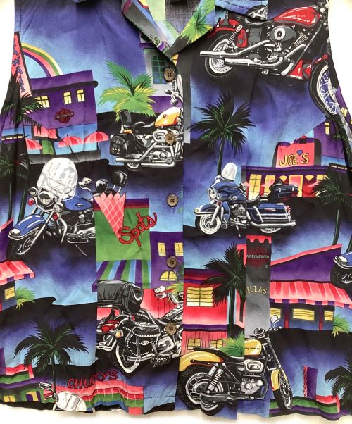 HARLEY-DAVIDSON（ハーレーダビッドソン）HARLEY-DAVIDSON (ハーレーダビッドソン) ノースリーブプリントシャツ マルチカラー サイズ:Lの古着・服飾アイテム