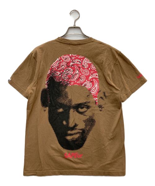 SAPEur（サプール）SAPEur (サプール) REDPaisleyHead S/S Tshirt(レッドペイズリーヘッドショートスリーブTシャツ） ブラウン サイズ:Lの古着・服飾アイテム