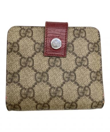 GUCCI 二つ折り財布 GGスプリーム ウェブ 中古・古着通販】GUCCI (グッチ) 2つ折り財布 GGスプリーム｜ブランド