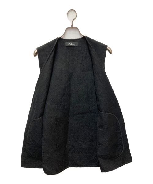 edition（エディション）edition (エディション) ウールリネン ダブルフェイスリバーベスト ブラック サイズ:FREEの古着・服飾アイテム