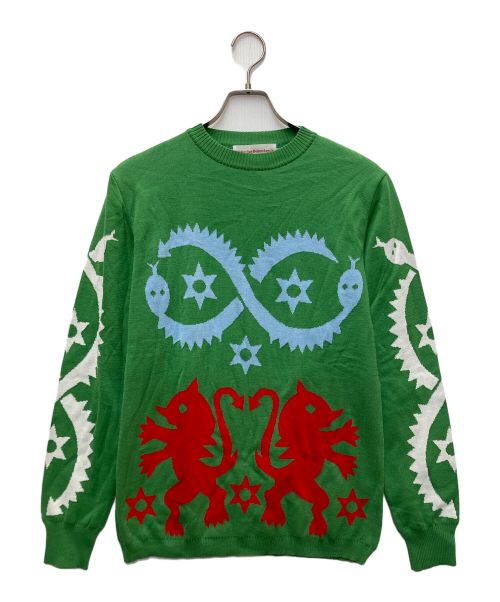 WALTER VAN BEIRENDONCK（ウォルター ヴァン ベイレンドンク）WALTER VAN BEIRENDONCK (ウォルターヴァンベイレンドンク) Snake&Lions-knit グリーン サイズ:Sの古着・服飾アイテム