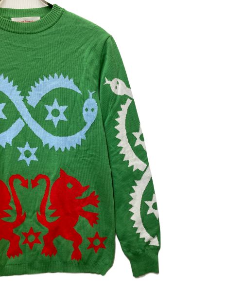 WALTER VAN BEIRENDONCK（ウォルター ヴァン ベイレンドンク）WALTER VAN BEIRENDONCK (ウォルターヴァンベイレンドンク) Snake&Lions-knit グリーン サイズ:Sの古着・服飾アイテム