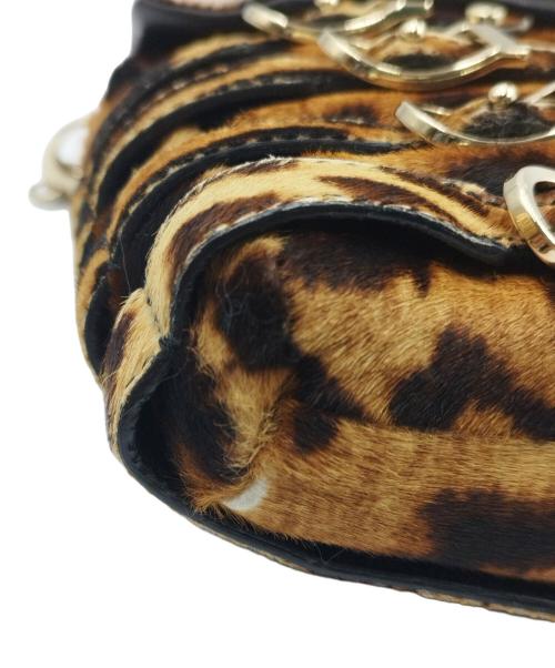 JIMMY CHOO（ジミーチュウ）JIMMY CHOO (ジミーチュウ) BIKER LEOPARD PONY HAIR BRIX CONVERTIBLE CLUTCH ベージュ×ブラウンの古着・服飾アイテム