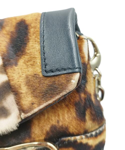 JIMMY CHOO（ジミーチュウ）JIMMY CHOO (ジミーチュウ) BIKER LEOPARD PONY HAIR BRIX CONVERTIBLE CLUTCH ベージュ×ブラウンの古着・服飾アイテム