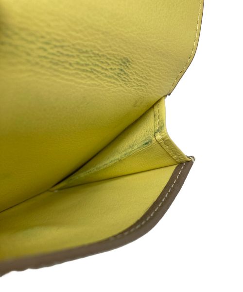 bonaventura（ボナベンチュラ）BONAVENTURA (ボナベンチュラ) スモールウォレット ベージュ×イエローの古着・服飾アイテム