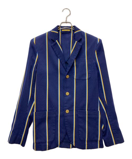 Rugby Ralph Lauren（ラグビーラルフローレン）Rugby Ralph Lauren (ラグビーラルフローレン) ストライプウールテーラードジャケット ネイビー×イエロー サイズ:XSの古着・服飾アイテム