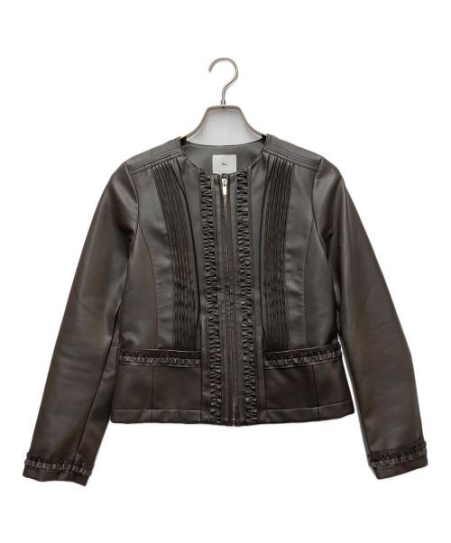 Sov.（ソブ）Sov. (ソブ) フェイクレザーノーカラージャケット ブラウン サイズ:36の古着・服飾アイテム