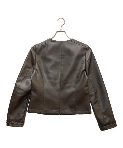 Sov.（ソブ）Sov. (ソブ) フェイクレザーノーカラージャケット ブラウン サイズ:36の古着・服飾アイテム