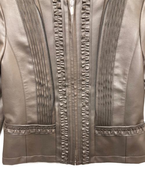 Sov.（ソブ）Sov. (ソブ) フェイクレザーノーカラージャケット ブラウン サイズ:36の古着・服飾アイテム