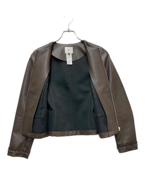 Sov.（ソブ）Sov. (ソブ) フェイクレザーノーカラージャケット ブラウン サイズ:36の古着・服飾アイテム