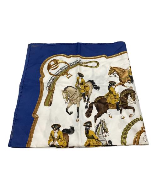 HERMES（エルメス）HERMES (エルメス) カレ90 REPRISE ブルー×ホワイトの古着・服飾アイテム