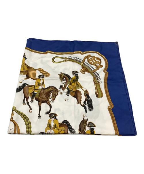 HERMES（エルメス）HERMES (エルメス) カレ90 REPRISE ブルー×ホワイトの古着・服飾アイテム