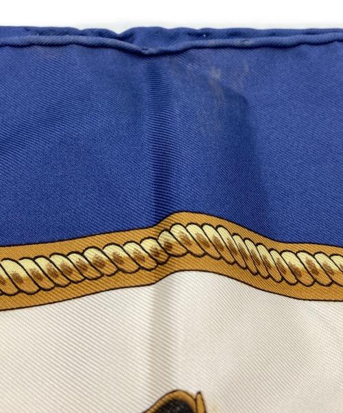 HERMES（エルメス）HERMES (エルメス) カレ90 REPRISE ブルー×ホワイトの古着・服飾アイテム