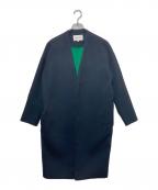 ENFOLDエンフォルド）の古着「ウールノーカラーリバーコート」｜ネイビー