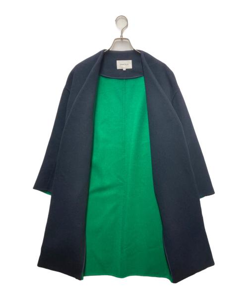 ENFOLD（エンフォルド）ENFOLD (エンフォルド) ウールノーカラーリバーコート ネイビー サイズ:SIZE 36の古着・服飾アイテム