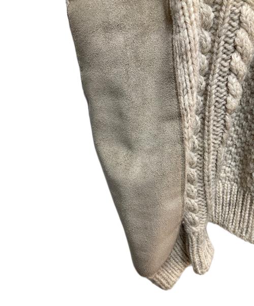 Black Sheep（ブラックシープ）Black Sheep (ブラックシープ) スエード切替ケーブルニット グレー サイズ:Mの古着・服飾アイテム